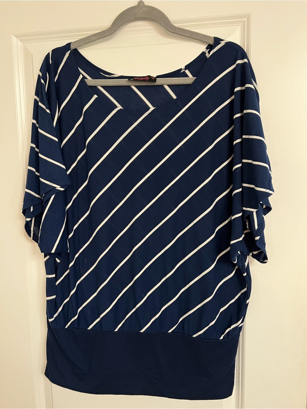 Annabelle Navy and White Diagonal Stripe Tunic